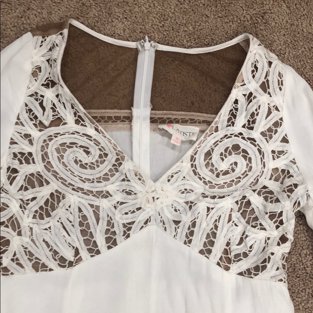 Flurry white dress with brown lace - Picture 3 of 7